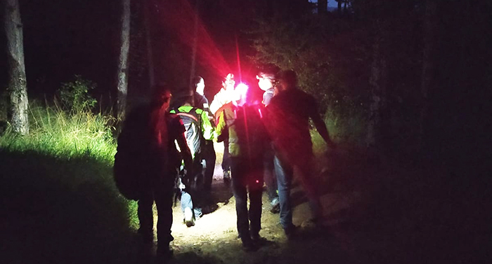 notte bosco luci spalle